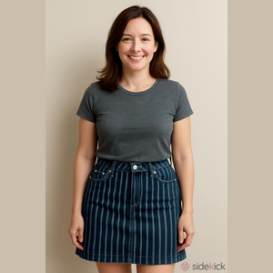 Baccini Navy Striped Denim Skirt Cotton Polyester Rayon Spandex Women Size 6